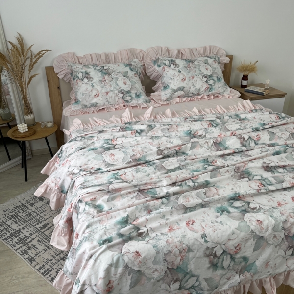 Ранфорс принт  рюшки " Peonies"